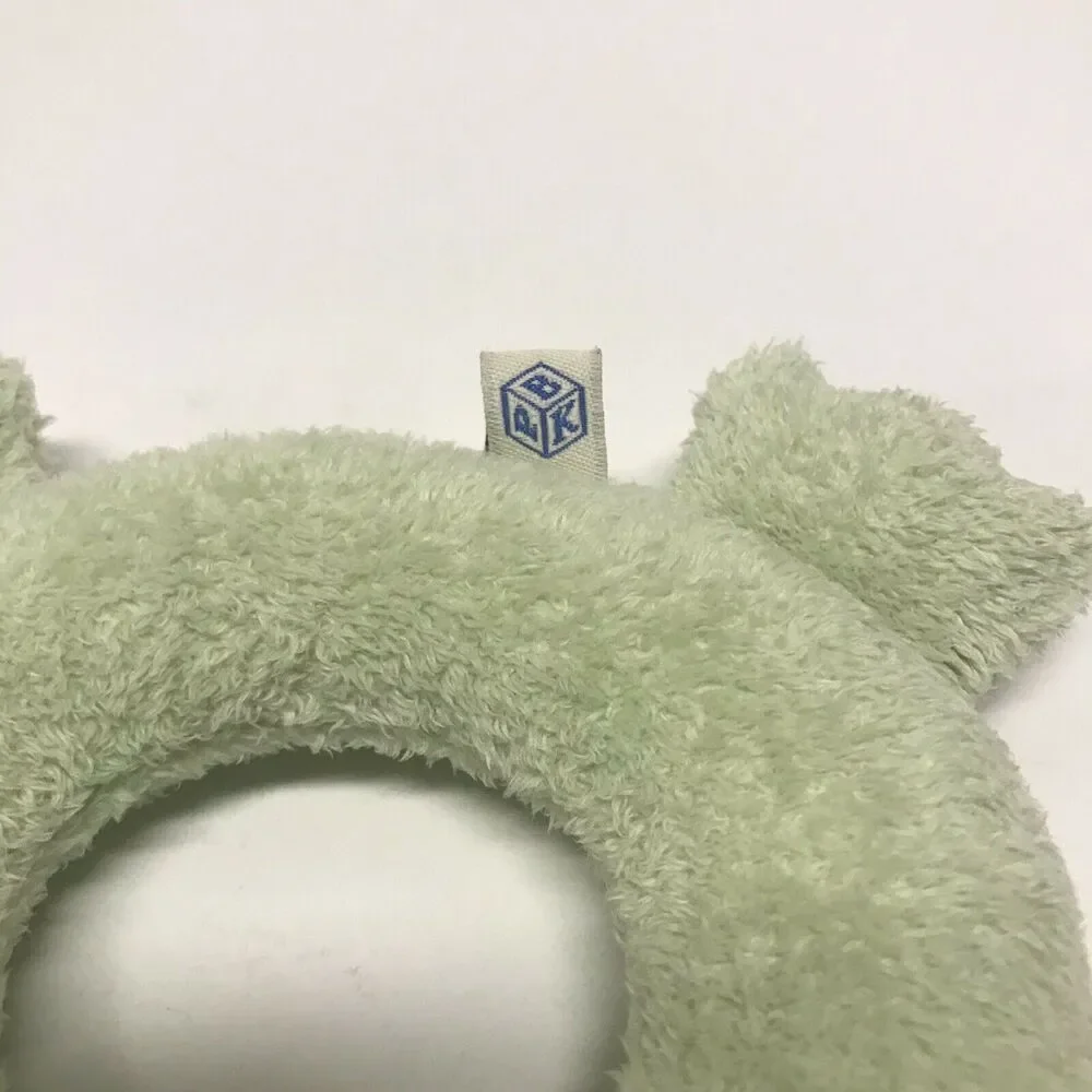 Pottery Barn Kid Green Frog Plush Baby TeethIng Ring Toy Stuffed Crinkle Sound